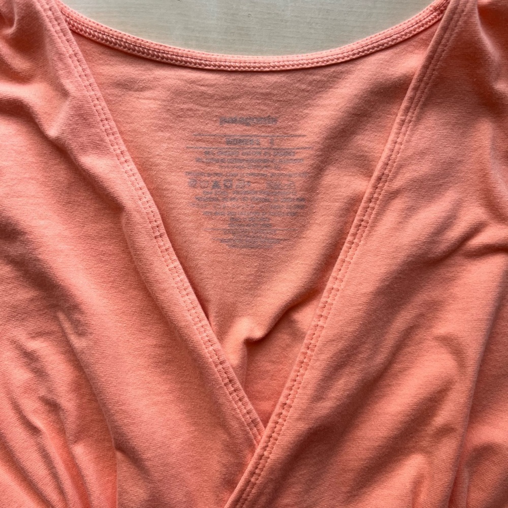Patagonia Margot A-Line Dress Organic Cotton Blend Peach Orange Red Colorblock - Picture 8 of 10